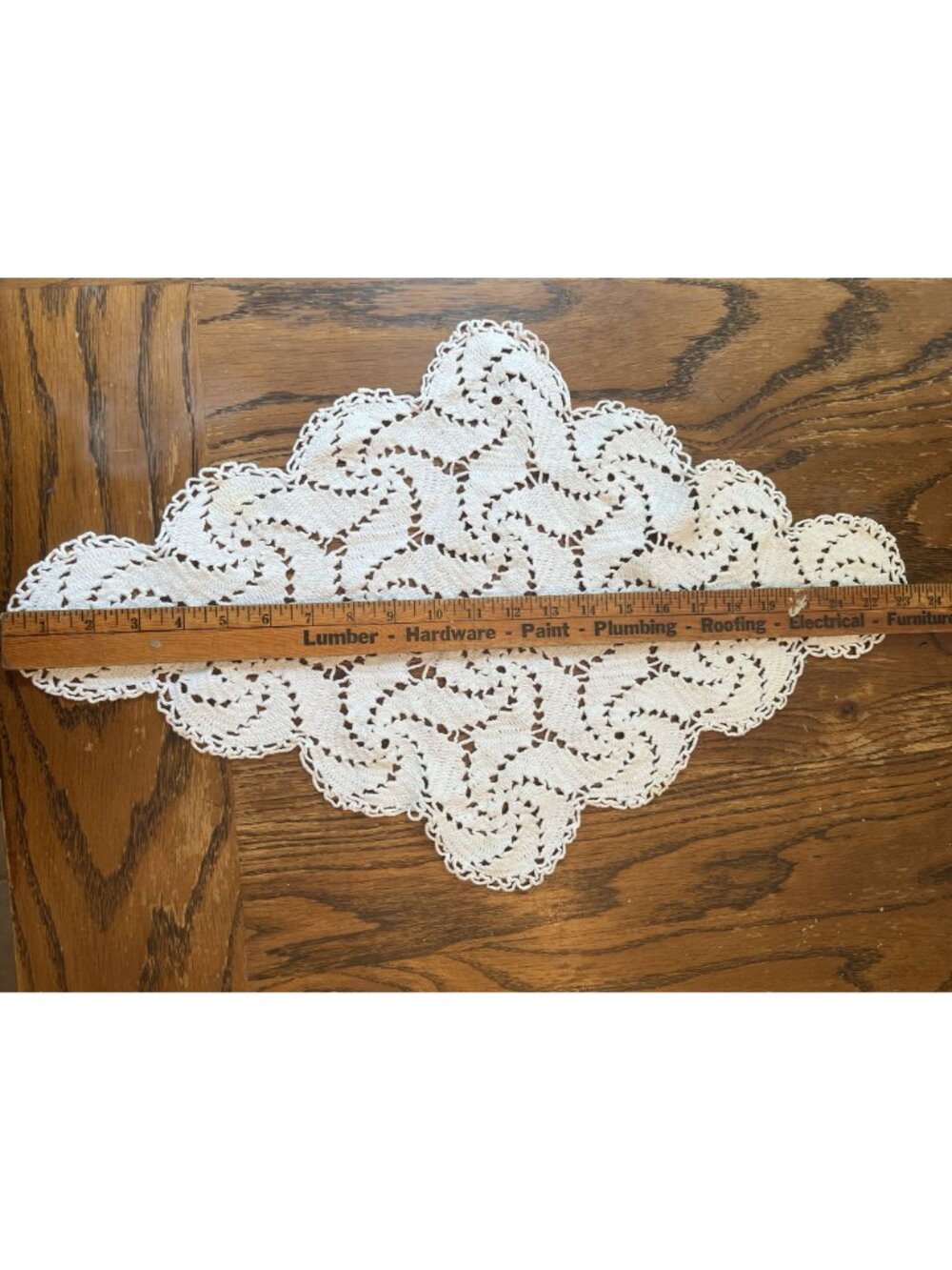 Vintage Handmade Crocheted White Lace Doily With Intricate Swirl Pattern - 23" - Picture 2 of 7